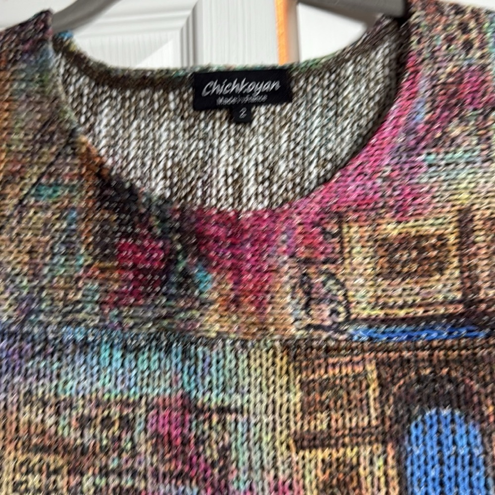 Chichkoyan France Colorful Graphic Knit Sweater Size 2 - Picture 5 of 9